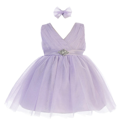 Baby Girls Satin Sash Pleated Tulle Flower Girl Dress 6-24M